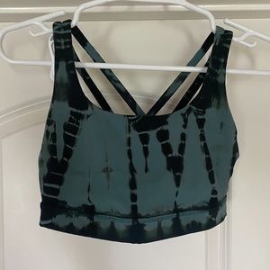 Lululemon Energy Bra Shibori, black green tie dye, Size 6